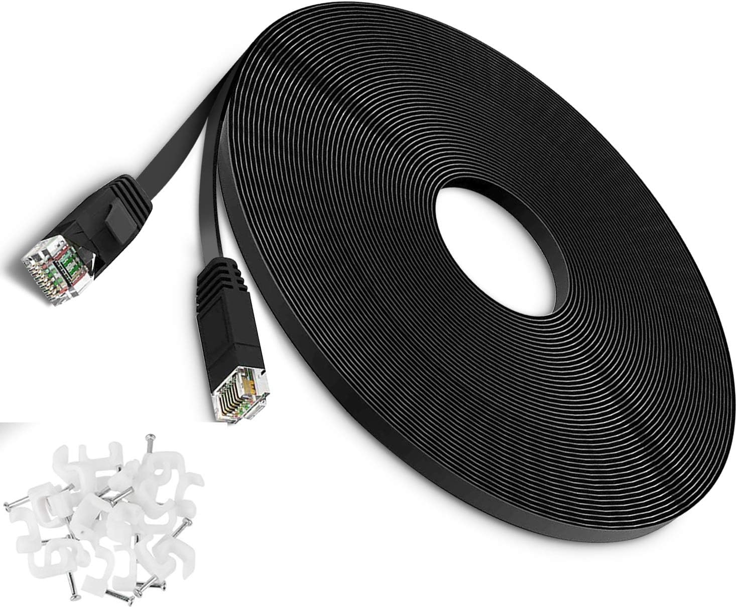 TBMax 15m Ethernet Cable Cat6, Flat Network Cable High-Speed 1Gb 250MHz Gigabit LAN Cable with RJ45 Connectors