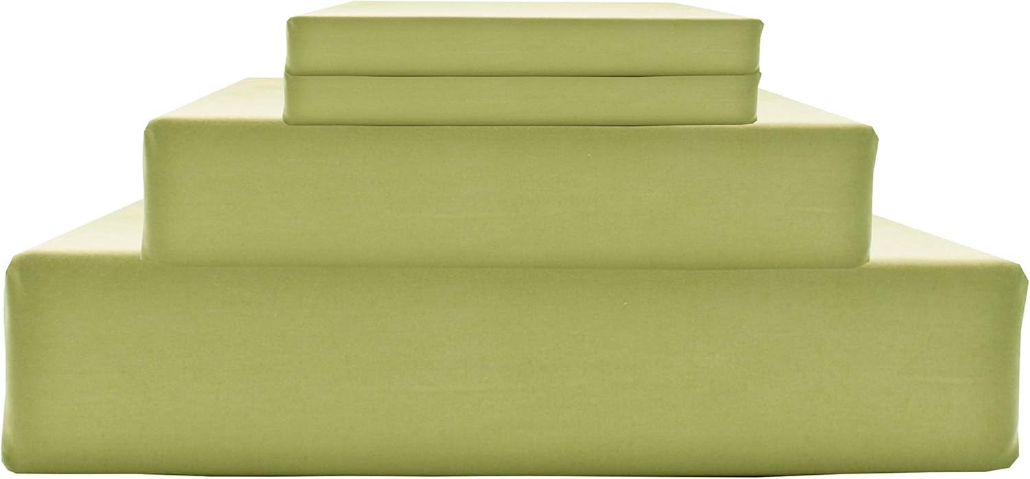 100% Cotton Percale Sheets Queen Size, Sage, Deep Pocket, 4 Piece - 1 Flat, 1 Deep Pocket Fitted Sheet and 2 Pillowcases, Crisp and Strong Bed Linen: Home & Kitchen
