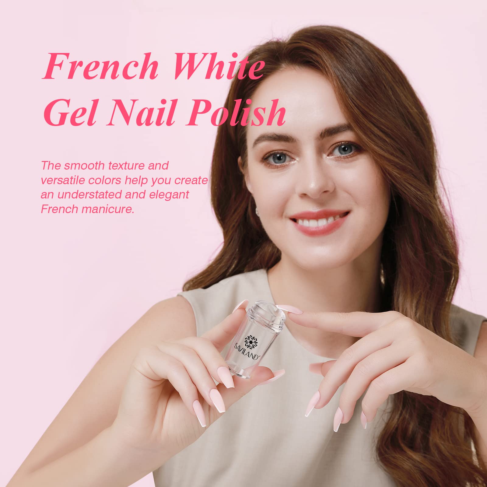 SAVILAND French Manicure Kit: French Tip Nail Stamp with White Gel Nail Polish Set, Jelly Silicone Nail Stamper Nail Stamper Kit for French Nails Home DIY Nail Salon
