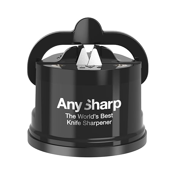 AnySharp Global World's Best Knife Sharpener with PowerGrip, Black