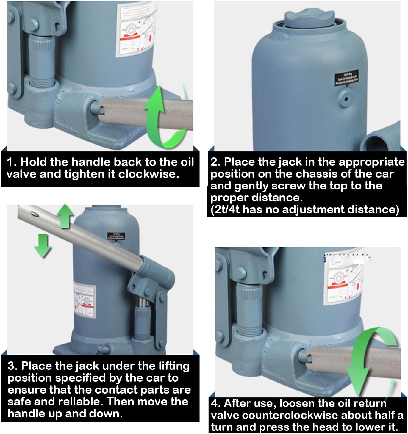BAOSHISHAN 10 Ton Low Profile Bottle Jack Double Ram 4-7/8’’ to 8-7/8’’ Lifting Range Hydraulic Jack: Home Improvement