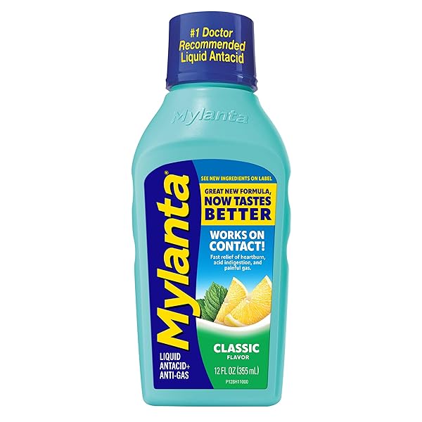 MYLANTA HEARTBURN AND GAS RELIEF, LIQUID ANTACID, CLASSIC FLAVOR, 12 FLUID OUNCE