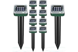 WYEWYE Upgrade Mole Repellent - 10 Packs, Gopher Repellent Ultrasonic Solar Powered Vole Repellent for lawns, Mole Repeller Vole Repellent Outdoor Lawns Garden Yard All Pests Sonic Spikes, Square