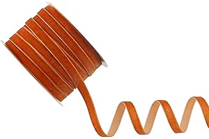 DINDOSAL Terracotta Velvet Ribbon 3/8 Inch Single Face Thin Velvet Ribbon for Gift Wrapping, Burnt Orange Ribbon Wedding, Ribbon for Hair Bows, Choker, Cafts, Bouquet - 25 Yards