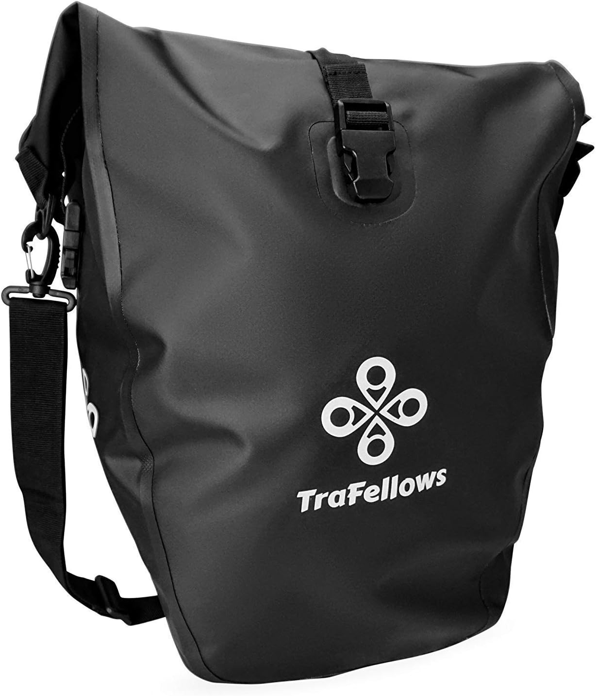 TraFellows Premium Bike Rear Pannier for the luggage rack • Large Bicycle Luggage Carrier Bag with detachable shoulder strap for Men and Women • Waterproof Bike Pannier Rack with reflecting print
