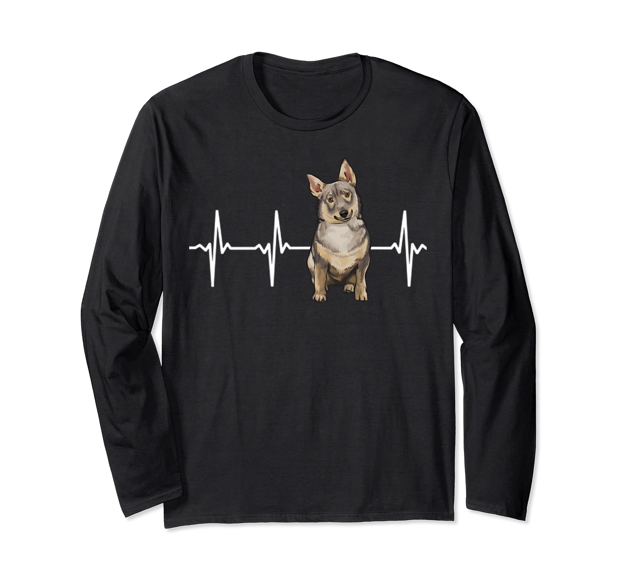 Swedish Vallhund Heartbeat Dog Lover Long Sleeve T-Shirt