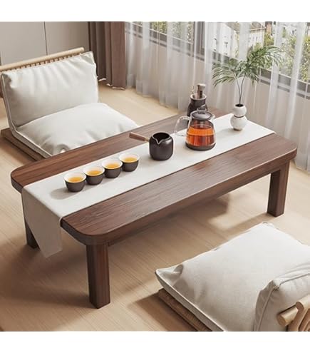 Mesa Plegable Japonesa De Bambú, 80x50x34 Cm, Ideal Para Salón, Balcón O Tatami, Soporta Hasta 150 Libras