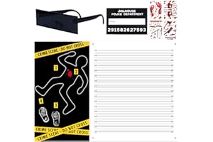 Kyson Crime Scene Decoration-Mystery Murder Dinner Party Decor Kits-Halloween Decoration Includes Body Silhouette Mugshot Background Photo Booth Props Footprint Bloody Stickers (19 Pcs)