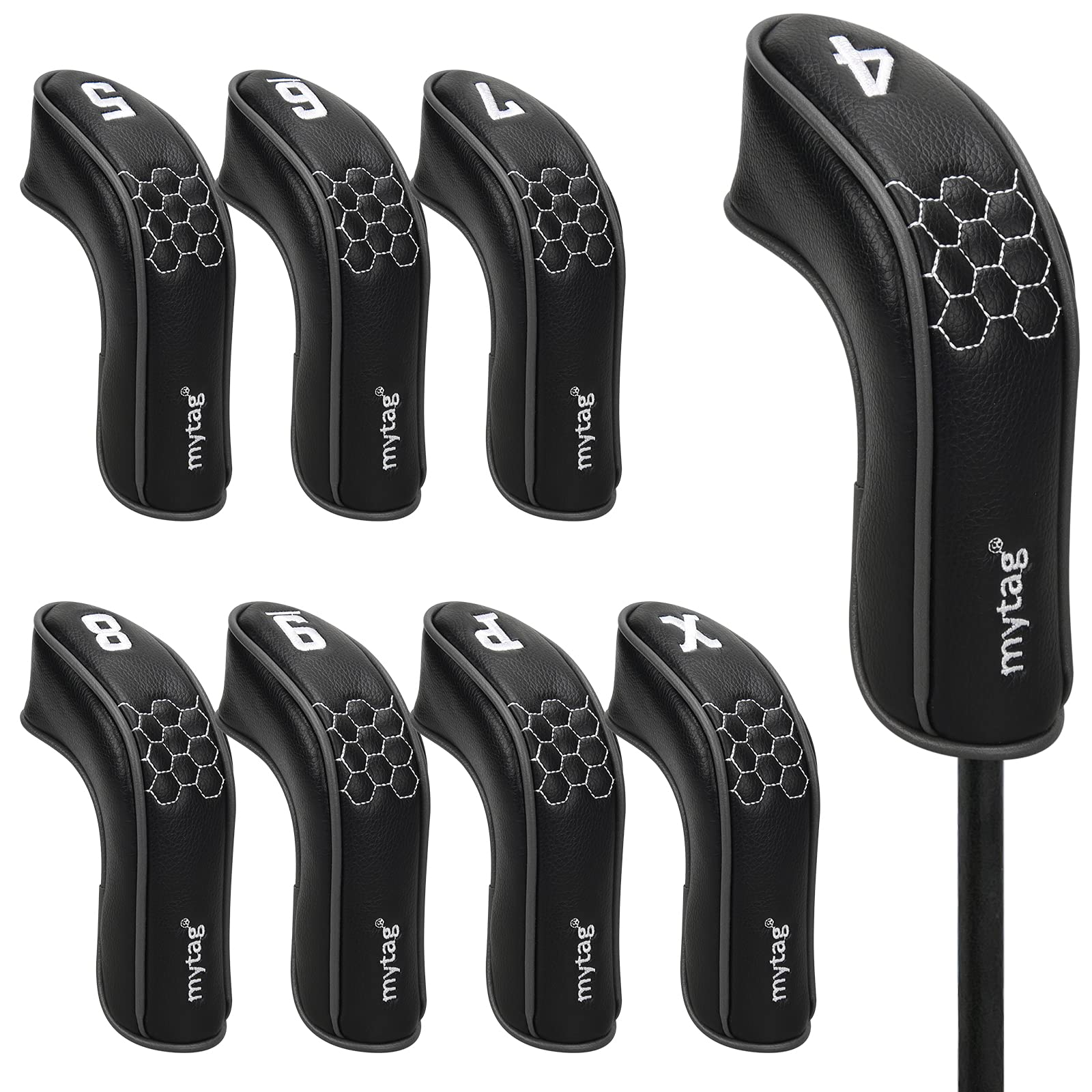 Photo 1 of mytag 8PCS Golf Hybrid Iron Headcovers Set Long Hybrid Iron Covers for Cleveland Launcher, Majek MX4, Cobra T Rail, Wilson Launch Pad, Tour Edge (1set of 8pcs(4,5,6,7,8,9,P,X))
