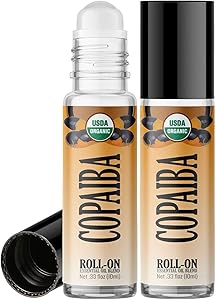Organic Copaiba Roll On Essential Oil Rollerball (2 Pack - USDA Certified Organic) Pre-diluted with Glass Roller Ball for Aromatherapy, Kids, Children, Adults Topical Skin Application - 10ml Bottle