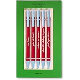 kate spade new york Black Ink Pen Set of 5, Cute Plastic Click Pens (Sign Here)