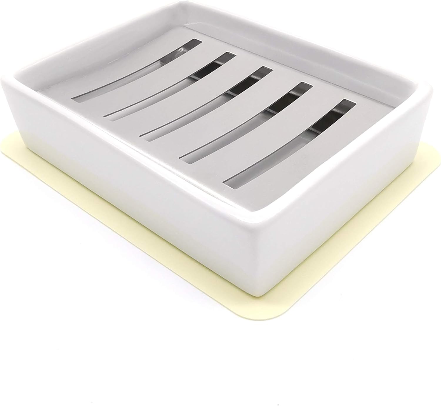 Lofekea Ceramic Soap Dish Stainless Steel Soap Holder for Bathroom and Shower Double Layer Draining Soap Box: Home & Kitchen