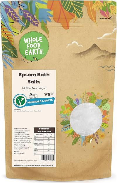 Wholefood Earth Epsom Salts 1kg - Unrefined Magnesium Sulphate Bath Soak