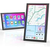 Krunia 7" Wireless Portable 60FPS Car Play Screen for Apple CarPlay & Android Auto, Portrait and Landscape Modes, Mirror Link