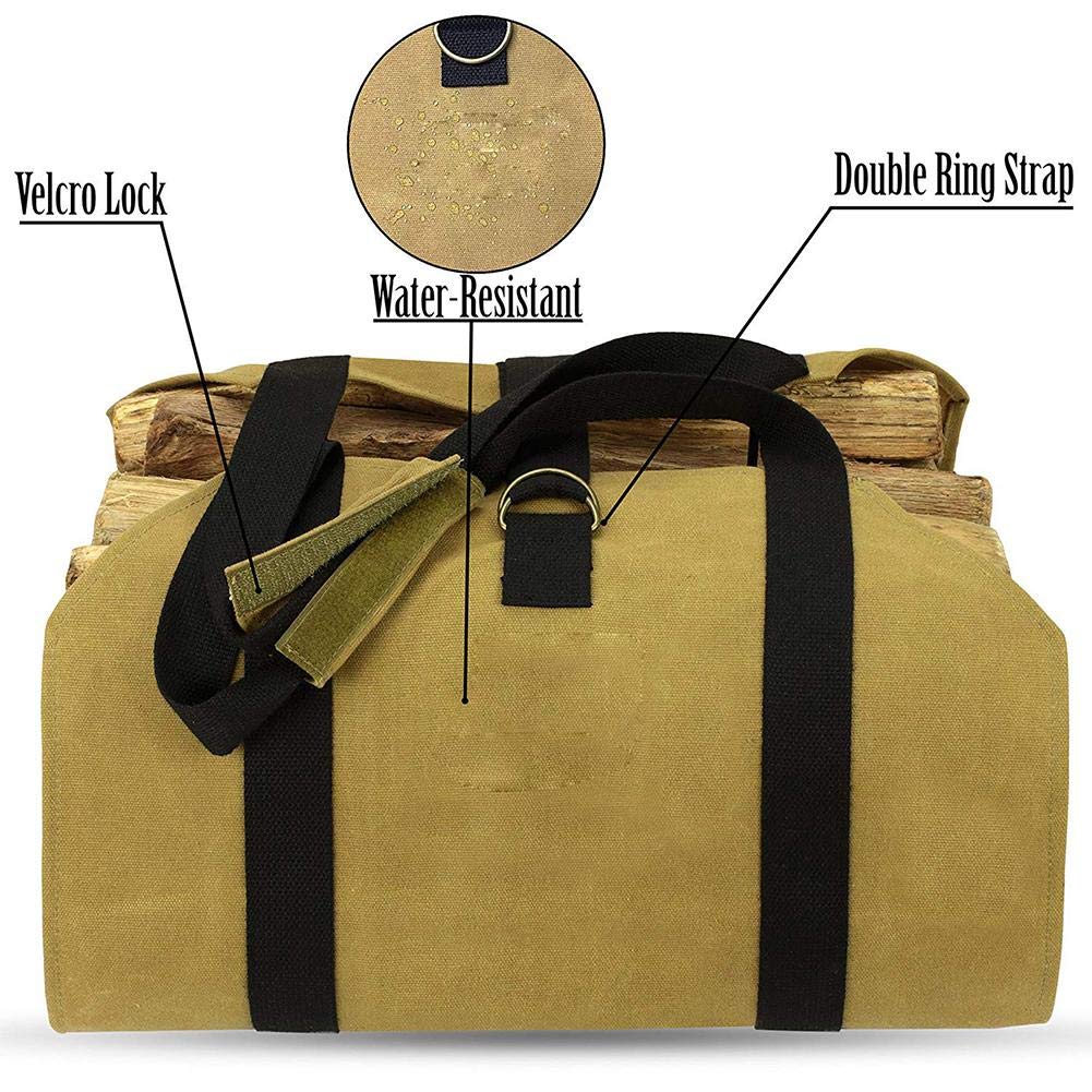 Bolsa de Almacenamiento de Leña Portátil Resistente de Lona a Juego con