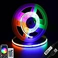 dephen USB COB RGB LED Strip with Remote Control and APP Music Sync, 4.9ft High Density Plug in Tape Light, 5v Cuttable TV Backlight for Car, Cabinet, Computer, Bar, DIY Lighting
