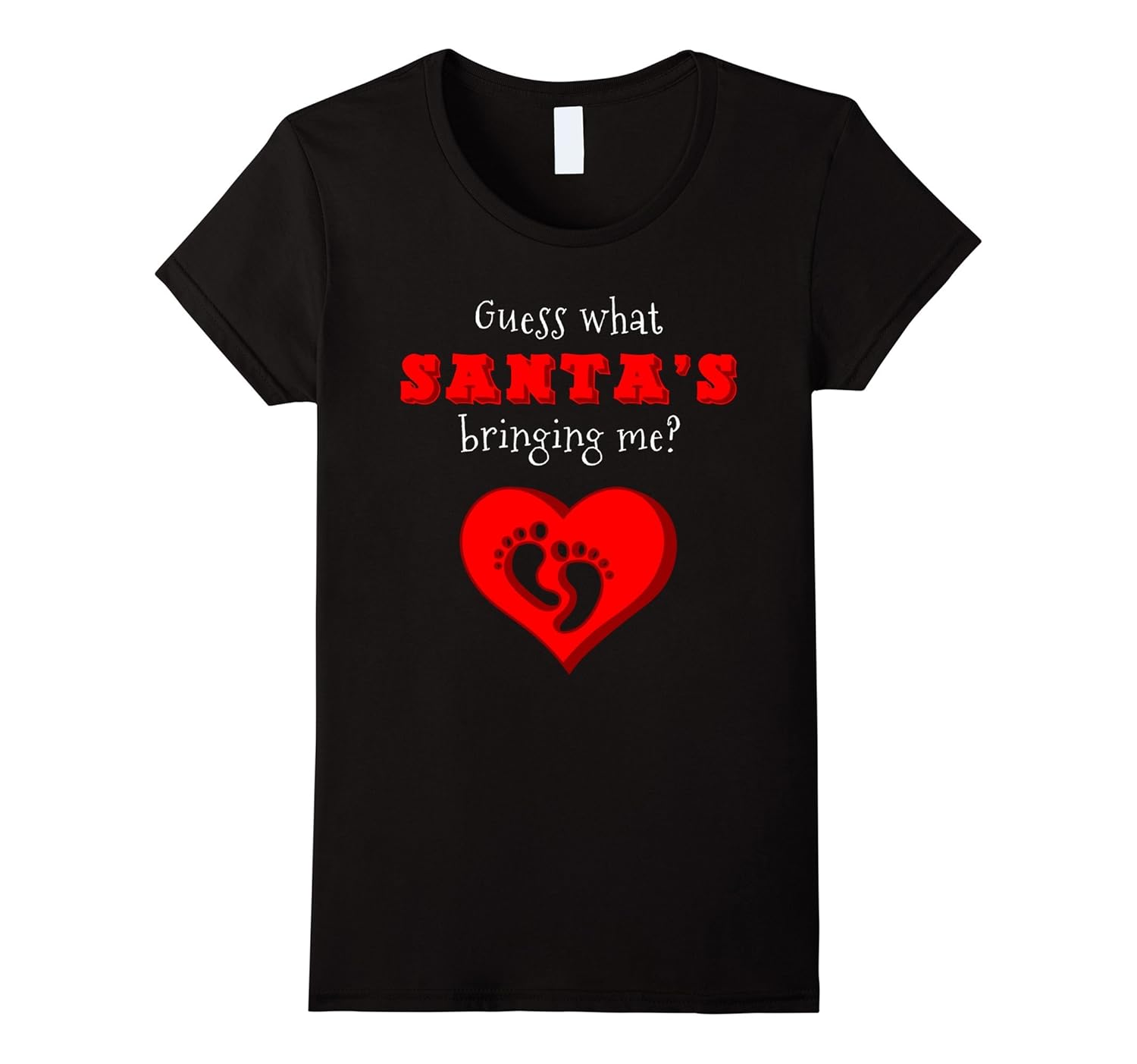 Womens Guess What Santa's Bringing Me - Holiday Pregnant T-Shirt-Rose