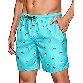Gleeease 7inch Mens Swim Trunks: with Mesh Liner Pockets Drawstring Quick Dry Stretch Lined Funny Beach Swimming Pool Surf