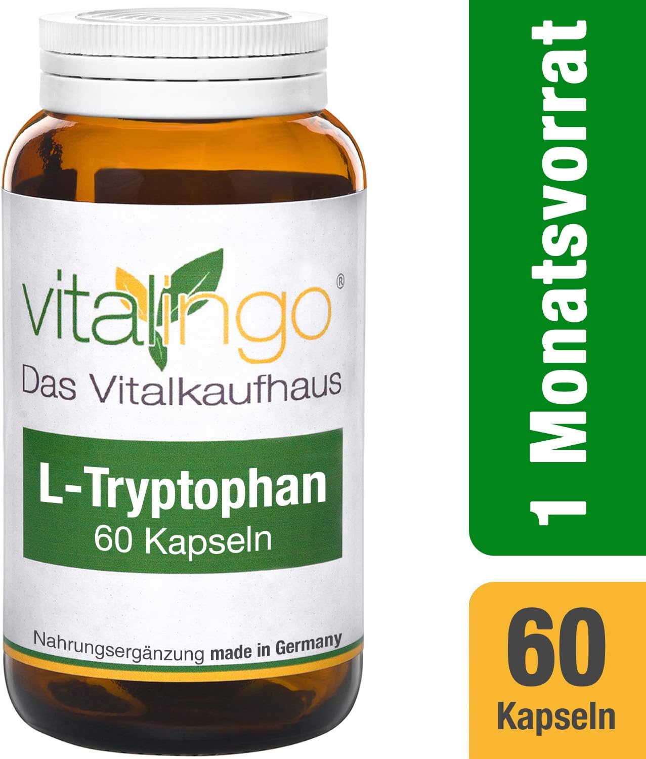 L Tryptophan Caps – Hochdosierte Amino Acids – Contains 60 Capsules with Methyl Cellulose (Vegicaps 400mg L Tryptophan Powder | Capsule Case for Vegetarians)