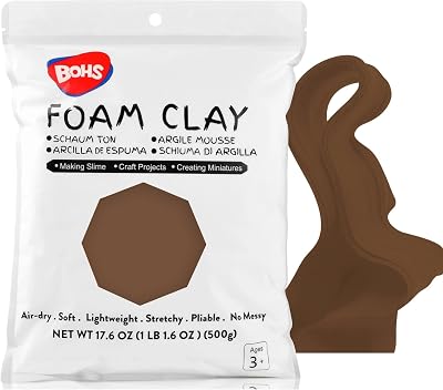 BOHS Foam Clay Brown 500 g Air-Dry Modelling Clay for Crafts