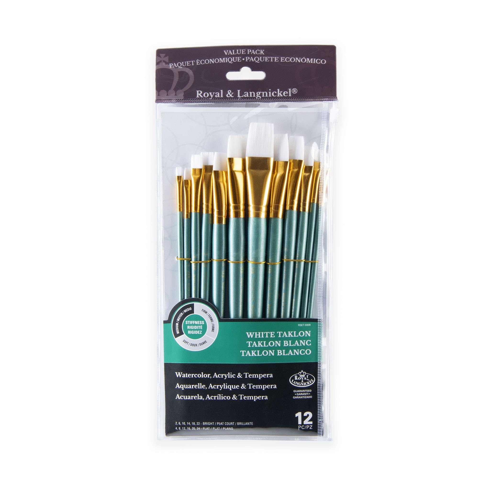 Royal and Langnickel RSET-9309 Taklon Variety Brush Set - Medium White (Pack of 12)