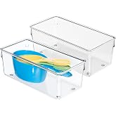 iDesign Plastic Drawer Organizer, Set of 2, Clear | For Silverware, For Spatulas, For Cutlery, For Gadgets, For Office Supplies, For Cosmetics