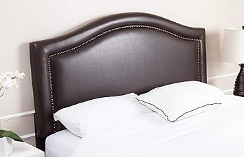 Amazon Com Abbyson Living King California King Size Bonded Leather Upholstered Headboard With Brass Nailhead Trim Brown