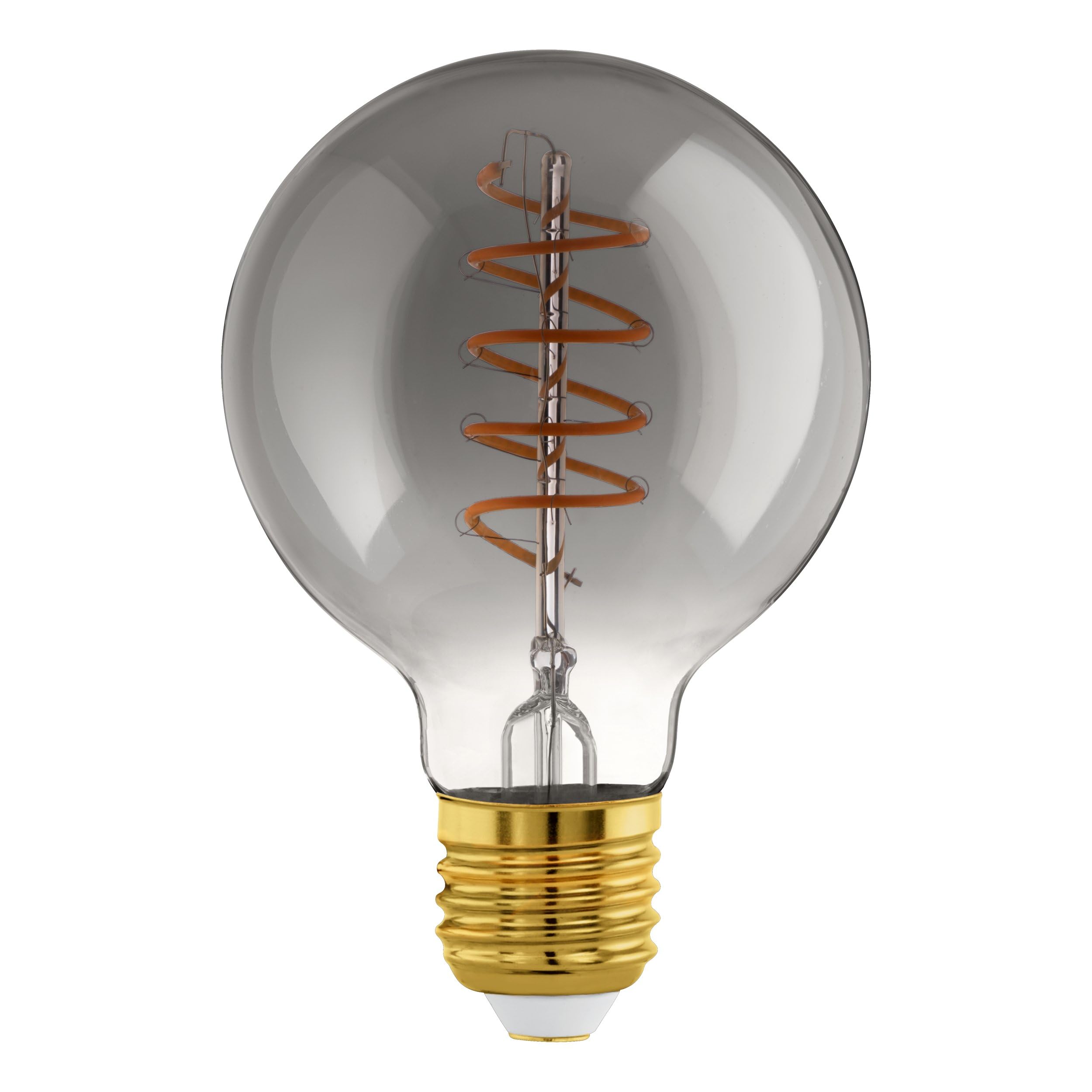 Eglo Dimmable E27 LED globe, vintage spiral filament light bulb, Edison lamp for retro lighting, 4 watt, 100 lumen, warm white glow, black transparent, 2000k, G80, ร 3" โ image 1