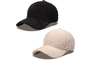 MGBPEI Women's Winter Baseball Cap Adjustable Solid Color Lamb Wool Warm Baseball Cap Unisex Unconstructed Plain Cap