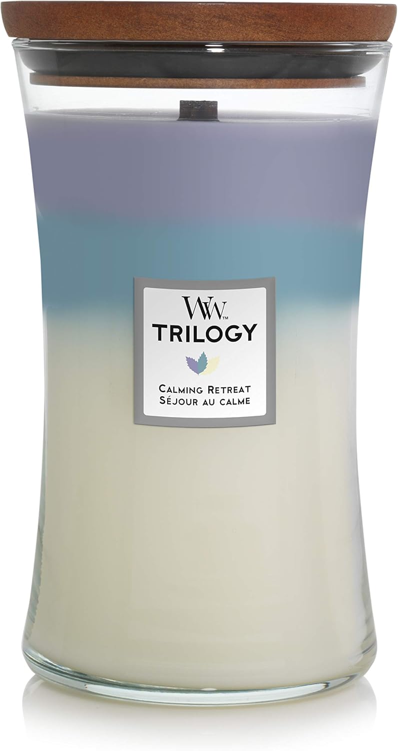 Woodwick Large Hourglass Trilogy Scented Candle Calming Retreat