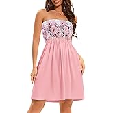 elescat Summer Dresses for Women Strapless Casual Beach Cover Ups Tube Top Sundress