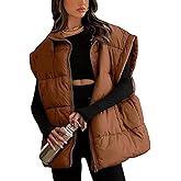 AMEBELLE Women's Oversized Puffer Vest Winter Quilted Lightweight Stand Collar Warm Padded Gilet Sleeveless Puffy Outerwear