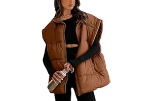 AMEBELLE Women's Oversized Puffer Vest Winter Quilted Lightweight Stand Collar Warm Padded Gilet Sleeveless Puffy Outerwear