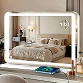 Ratsamee 23" x 18" Vanity Mirror with Lights, Led Lighted Makeup Mirror with 3 Color Dimmable Lights, Touch Control, USB Char
