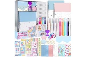 Nollh 2-Pack DIY Journal Kit - Great Gift for 8-14 Year Old Girl, Art & Crafts Stuff, Scrapbook & Diary Supplies Set for Tween & Teenage Girls, Birthday Gifts for Girls Ages 8 9 10 11 12 13 14
