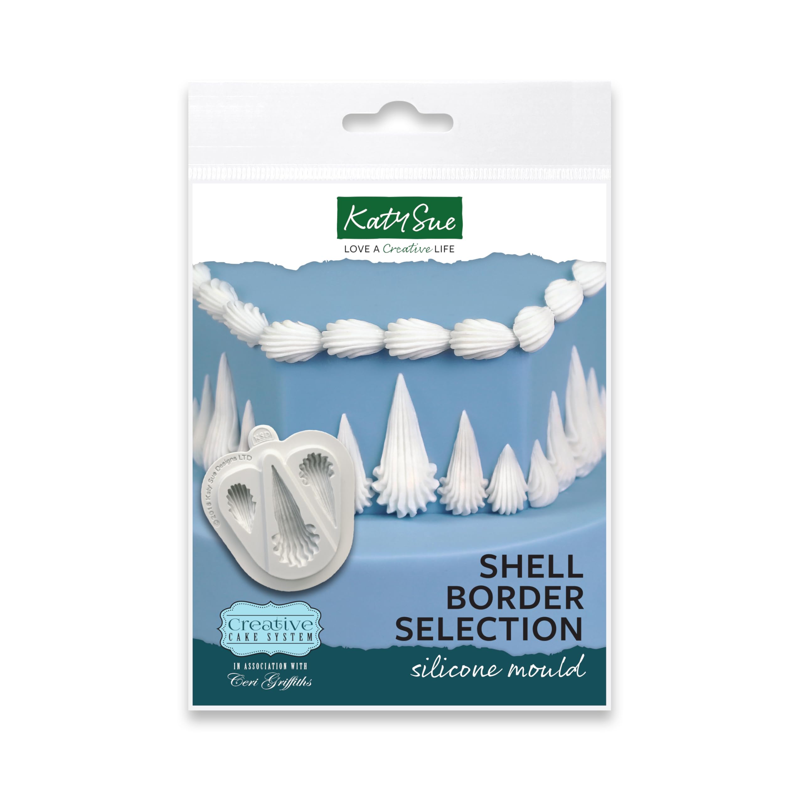Katy Sue Shell Border Selection Silicone Mould for Lambeth Style Cake & Cake Border Decorating - Makes 3 Sizes of Shell