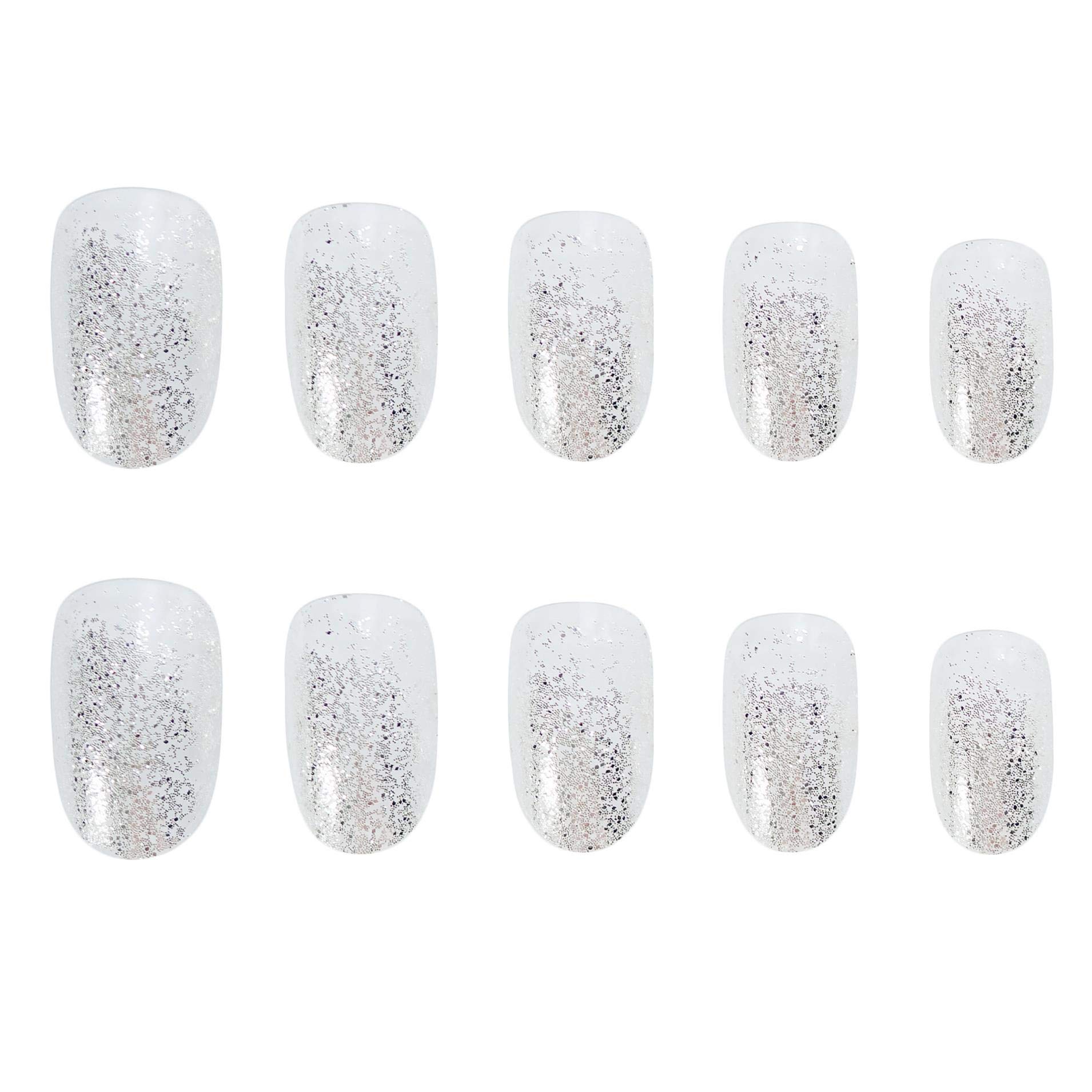YONAIL 24pcs/set French Glitter Fake Nails with Long Design Manicure Art Full Cover False Nail Tips for Women Press On Nail Tips