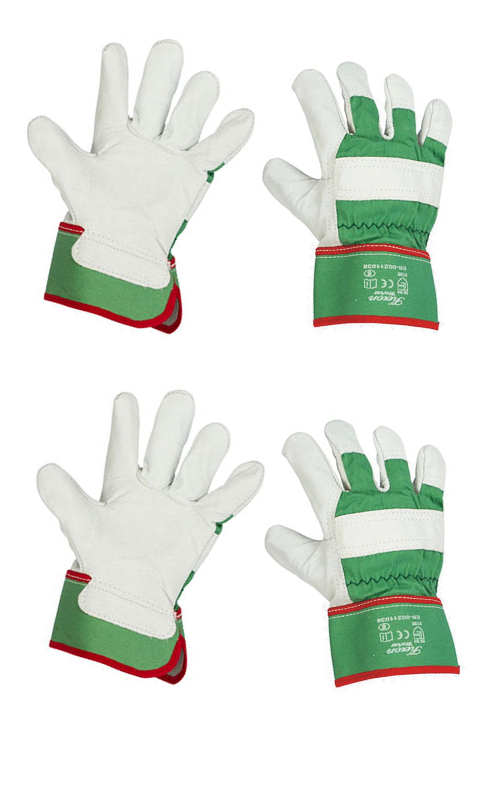 Keron Reinforced Cotton/Full Cow Leather Rigger Gloves x 2 Pairs (XL)