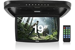 JSCARLIFE 17.3 Inches Car Roof Monitor Player, Car Overhead Player Full HD 1080P Overhead Video Screen Built-in Speakers, USB