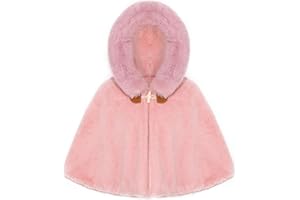 RUNQHUI Toddlers Warm Car Seat Poncho Baby Girls Fleece Coat with Faux Fur Hooded Cape Winter Cloak Outerwear