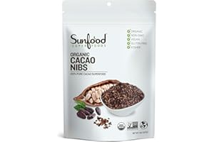 Sunfood Superfoods Organic Cacao Nibs | 8 oz. Bag, 75 Servings | Pure Cacao Superfood, Keto and Vegan | Perfect for Baking, Smoothie, & Healthy Snack | Non-GMO, Vegan