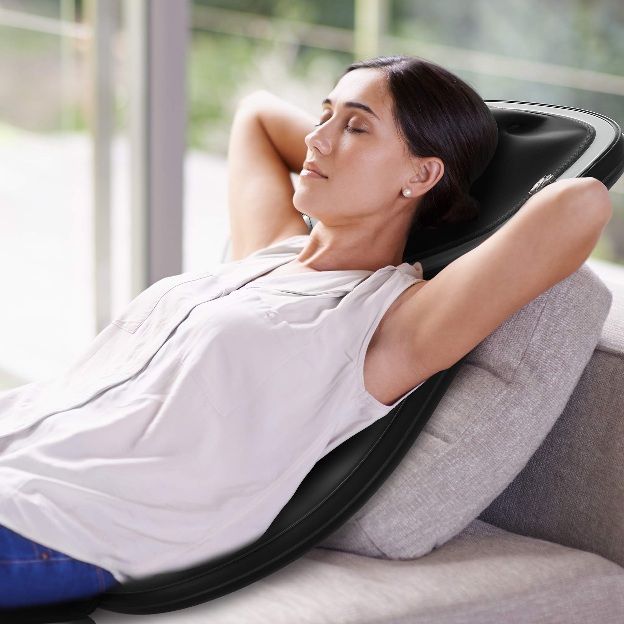 Gideon Shiatsu Neck and Back Massage Seat Cushion with Six Programs and Heat Deep Kneading Back Massager for Car, Home or Office Chair Use