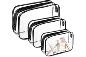 TOCELFFE Clear Makeup Bag, 3 Pack TSA Approved Toiletry Bag for Travel Size Toiletries, Carry on Airport Airline Compliant Bag，Travel Makeup Cosmetic Bag and Clear Toiletry Bag
