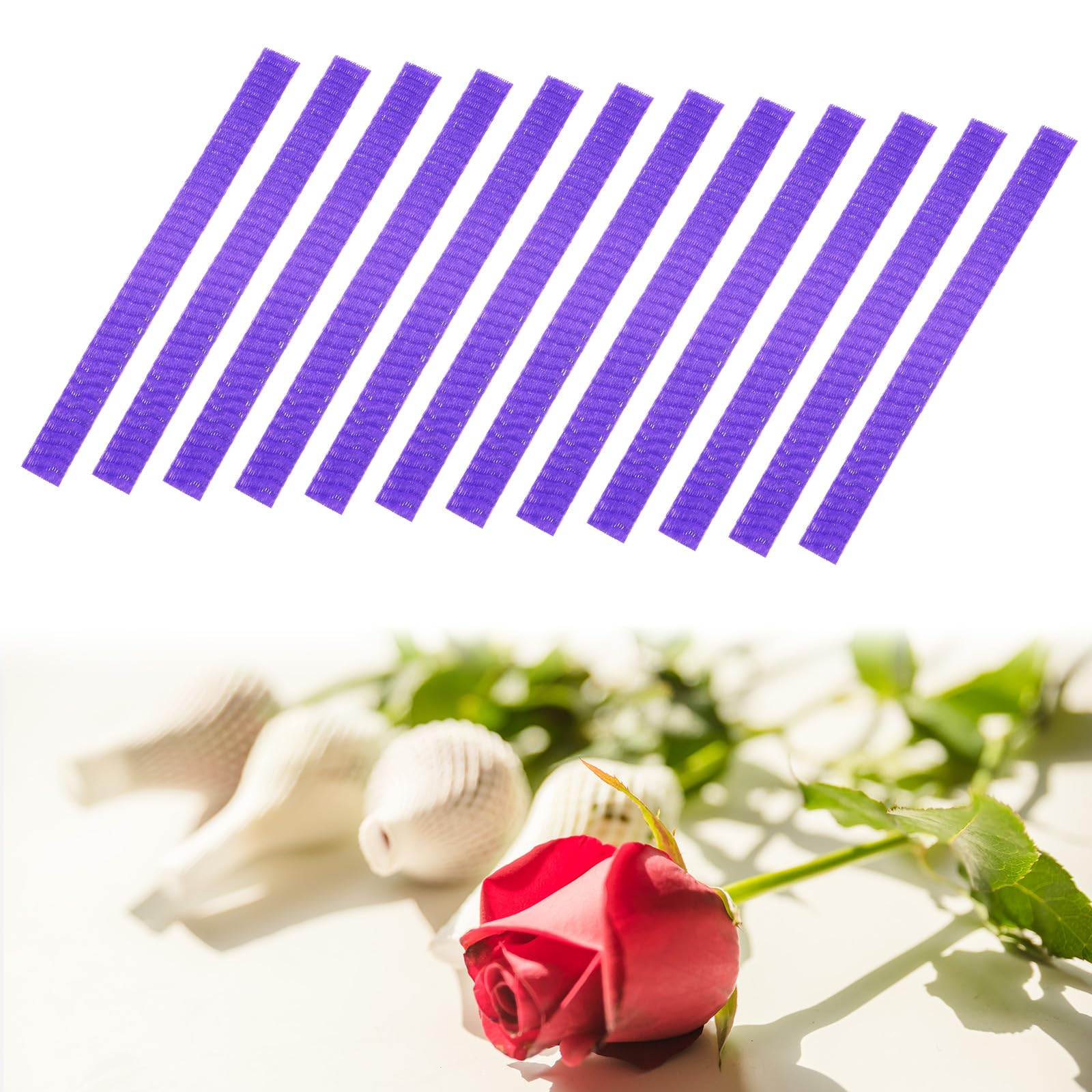 M METERXITY 200 Pack Rose Buds Protection Mesh Covers - Makeup Brush Cover Net, Flower Rose Bud Packing Wrapping Netting, Applying to Florist/Bouquet/Floral Decor (0.4x4.7 Inch, Purple)