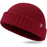 TOP-EX PolarWool™ 100% Merino Wool Short Fisherman Beanie Hats for Men Women Knit Skull Cap Cuffed Beanies Warm Winter Hats
