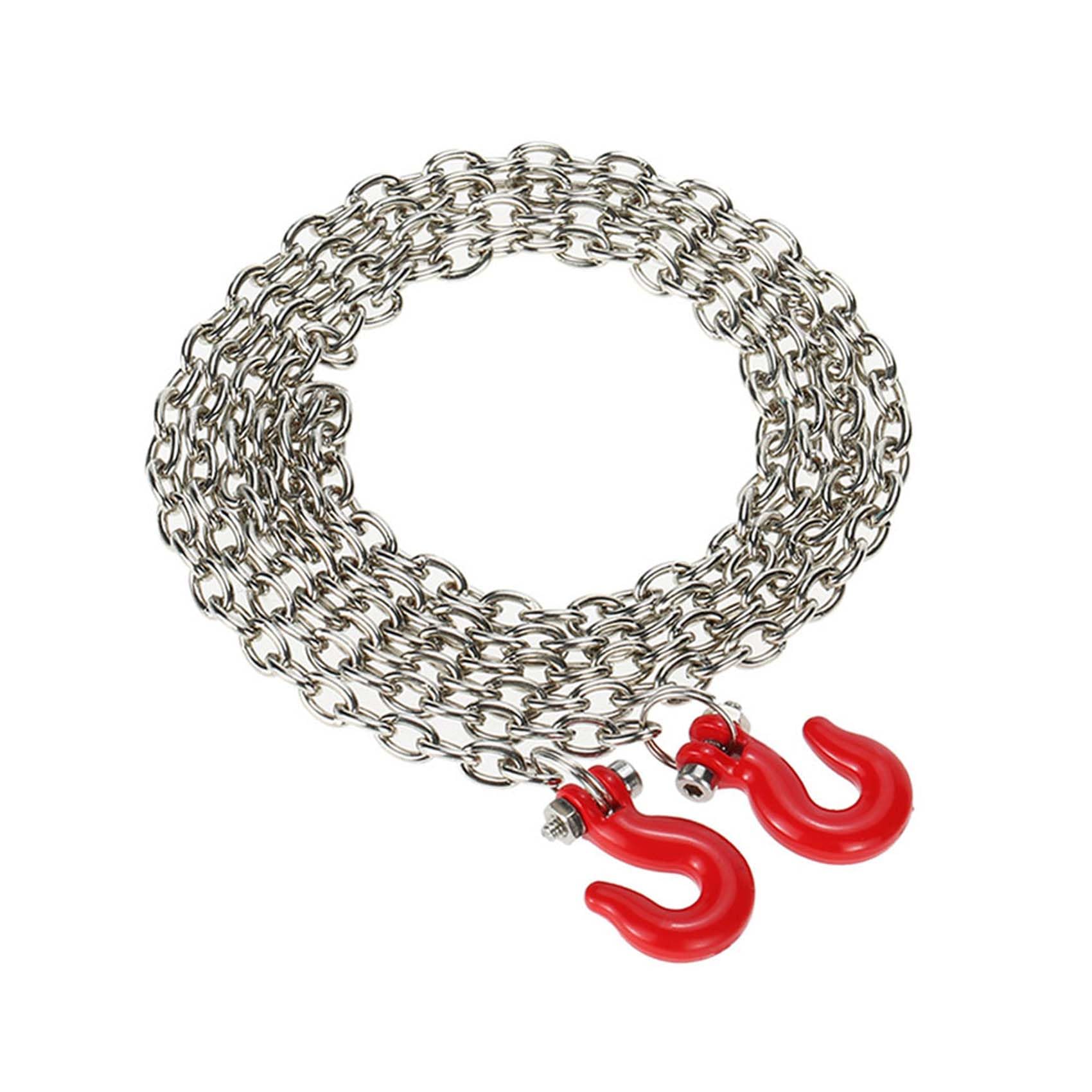 KEEDA RC Trailer Tow Hook and Chain Decorative Accessory for 1:10 RC Rock Crawler Car Axial SCX10 TRX4 D90 Tamiya CC01 Redcat (Red)