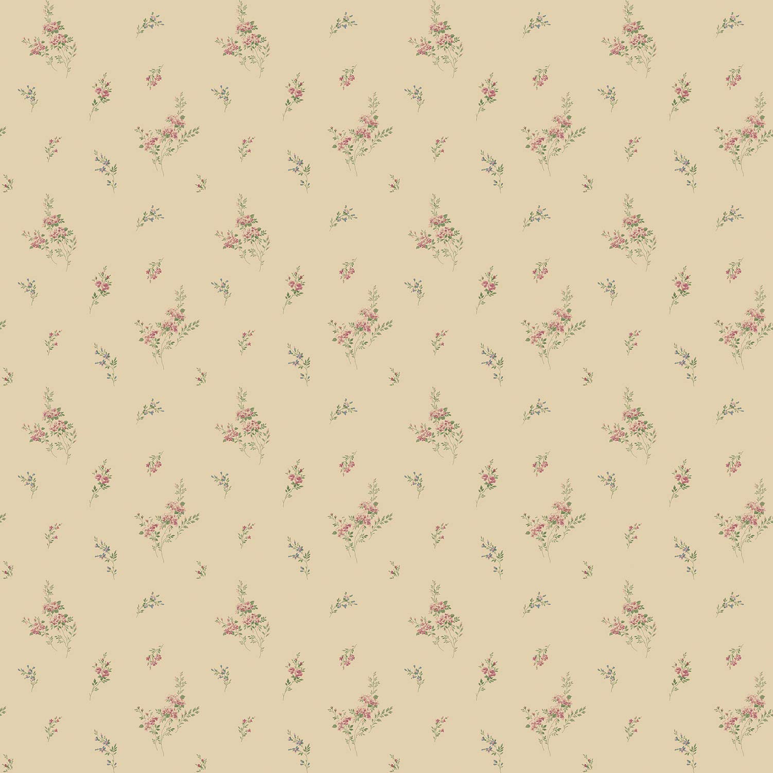 Galerie G67917 Miniatures 2 Small Flower Sprigs Design Wallpaper, Dark Pink/Beige, 10m x 53cm