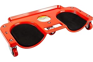 MaxWorks MaxxHaul 80748 Rolling Knee Creeper/Pads ABS High-Impact Frame, 5 Swivel Castors, Tool Tray Holder, multi-color, Small