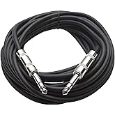 Seismic Audio Speakers TRS ¼” Patch Cable, 25 Foot Balanced Cord, Black