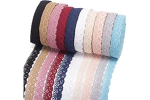 SUYUN WELL 50 Yards 1.13 inch Wide Lace Trim Lace Ribbon Crochet Lace Scalloped Edge for Bridal Wedding Decoration Christmas Package DIY Sewing Craft 5 Yards Each (10 Mixed Colors, 1.13inch)